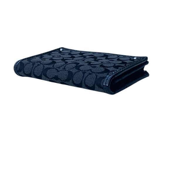 Vintage Black Coach Signature Jacquard Canvas Bifold Compact Wallet Card Case - Picture 3 of 14